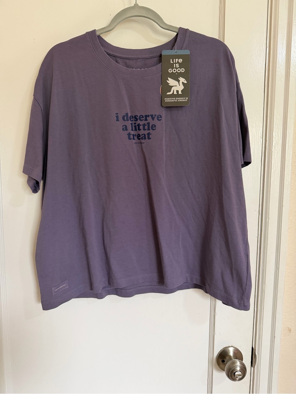 NWT Life is Good Womens' Purple 'I Deserve a Little Treat' Tee